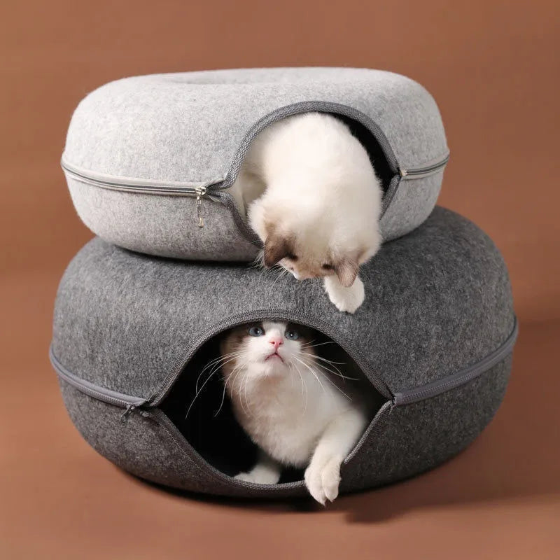 Panier donut pour chat : confort et jeu