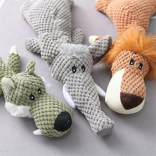 Jouet en peluche sonore pour chien – Lion, Éléphant ou Loup